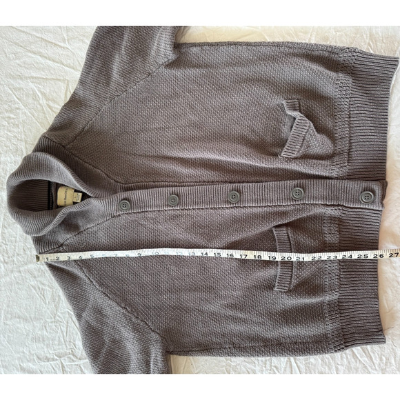 Vintage Mens GH Bass & Co Cardigan Mens Grandpa Sweater Shawl Collar Sz L Gray - Picture 5 of 8